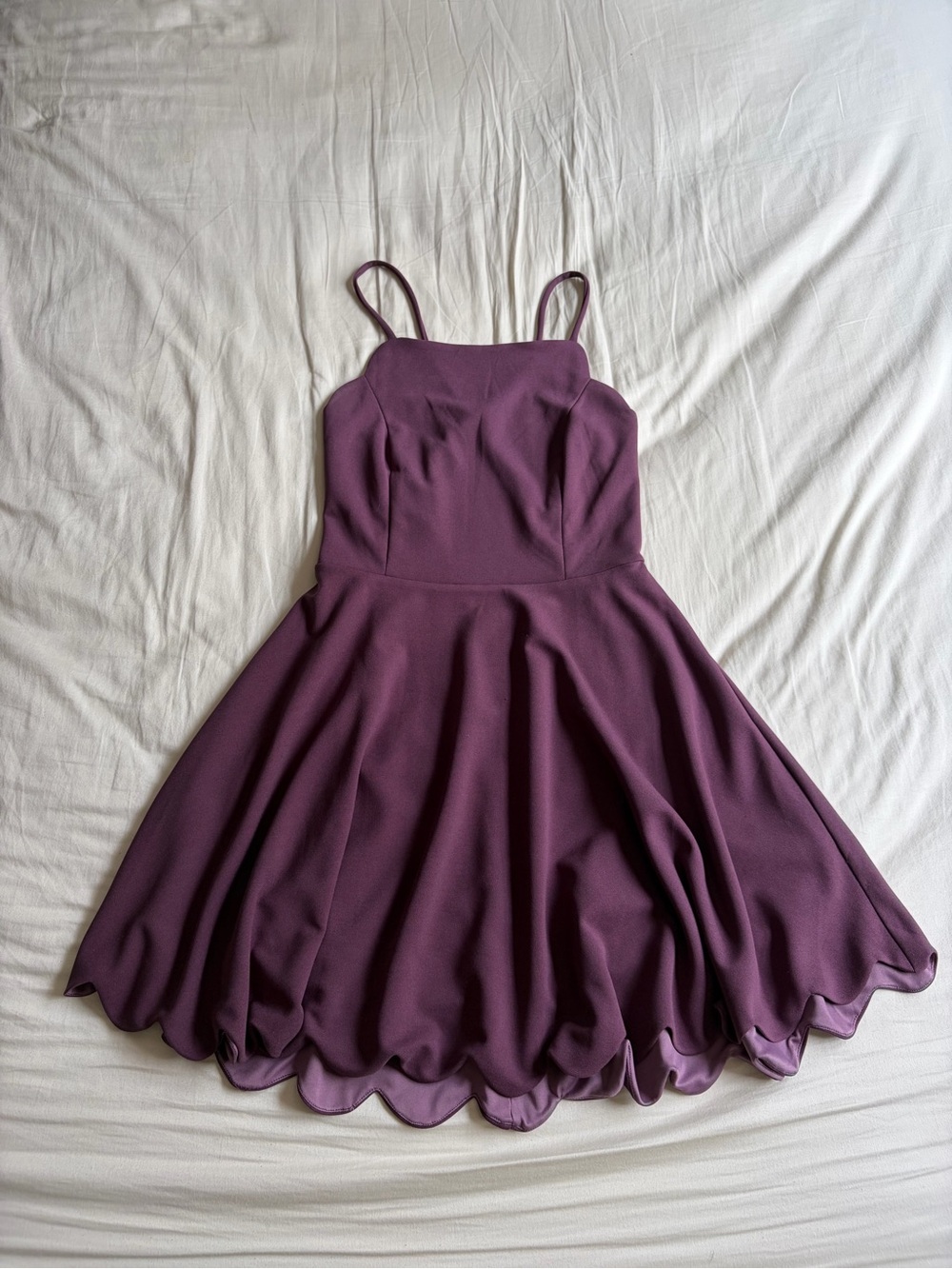 Trac Purple Spaghetti Strap Scalloped Hem Semi-formal Dress